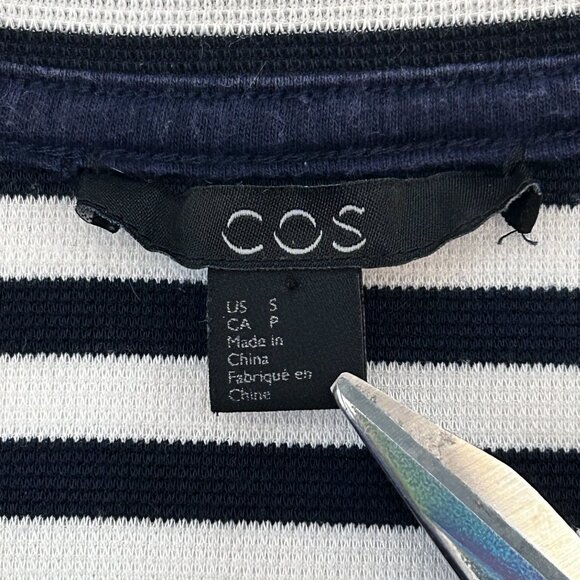 COS Navy & White Striped Cotton Poplin & Knit Dress Size Small - Picture 5 of 13